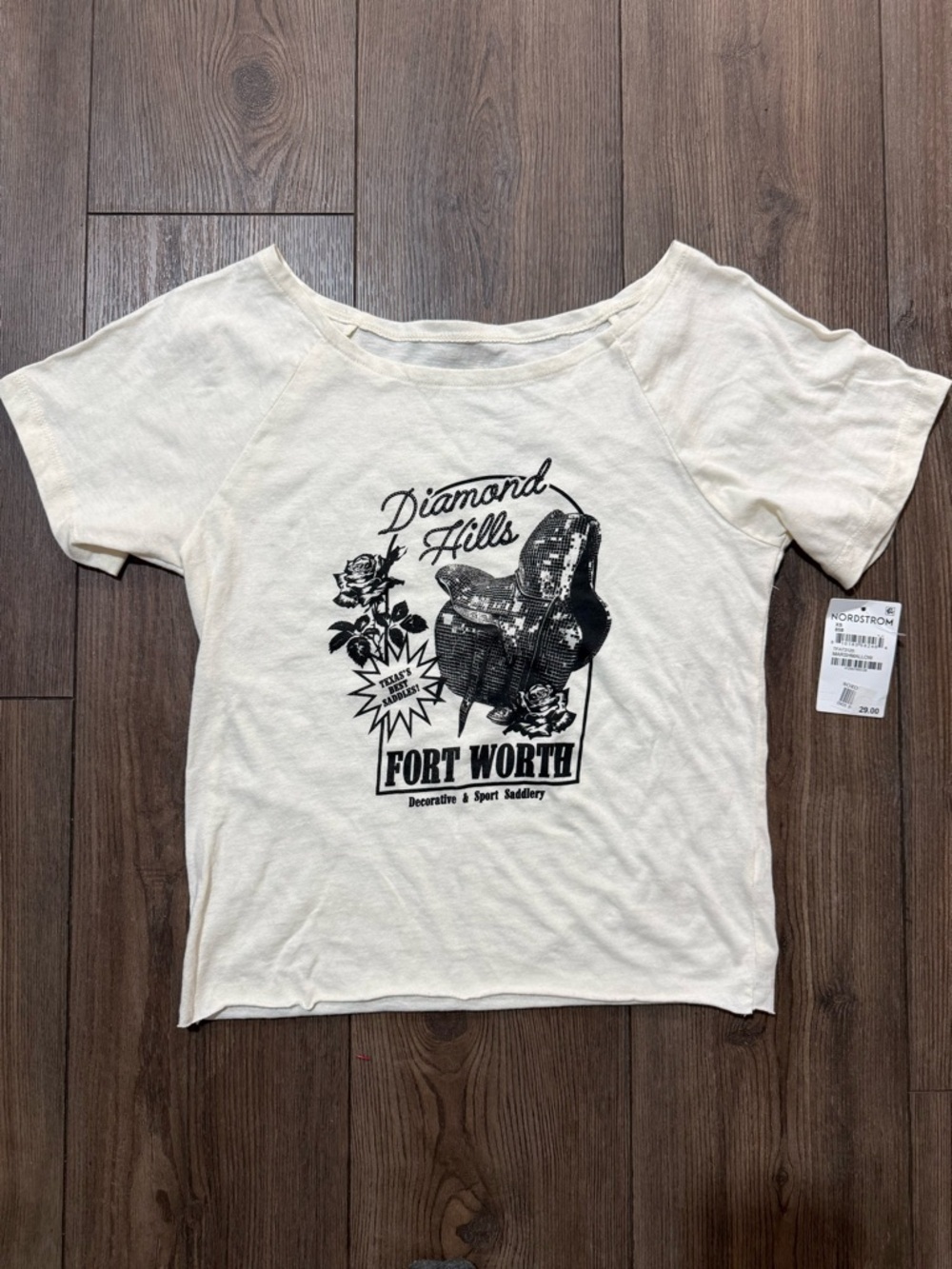 Nordstrom BP Graphic Crop Tee Diamond Hills Fort Worth Womens XS NWT